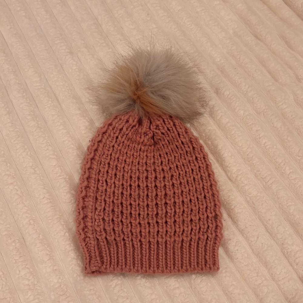 Pink knitted beanie